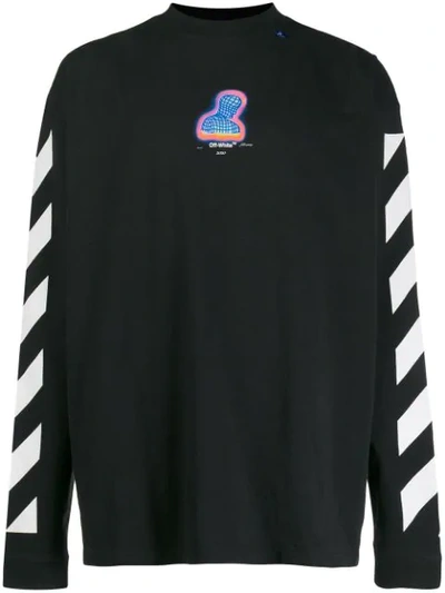 OFF-WHITE DIAGONAL STRIPED LONG-SLEEVE TEE - 黑色