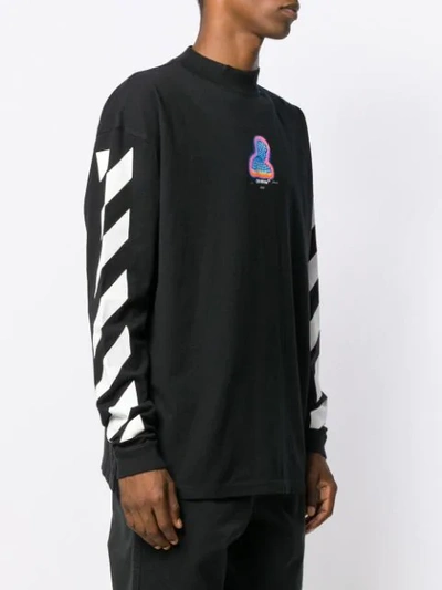 OFF-WHITE DIAGONAL STRIPED LONG-SLEEVE TEE - 黑色