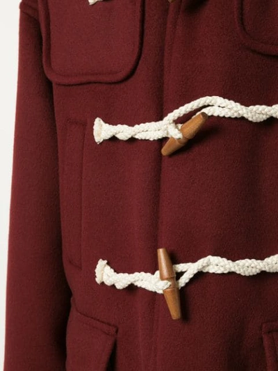 Shop Undercover Hooded Duffle Coat In Bordeaux