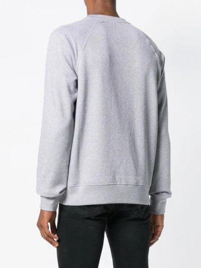 Shop Balmain Logo Print Sweatshirt In Grey