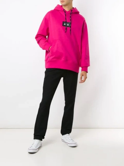 Shop Àlg Logo Patch Oversized Hoodie - Pink