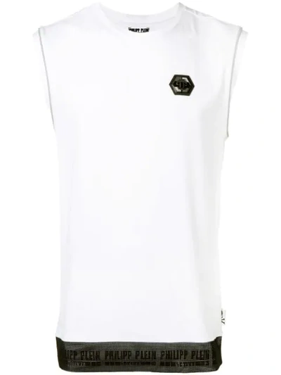 Shop Philipp Plein Logo Patch Vest In White