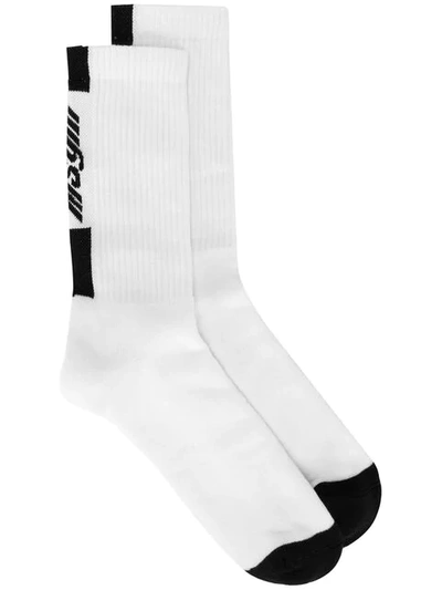 Shop Msgm Logo Knitted Socks In White
