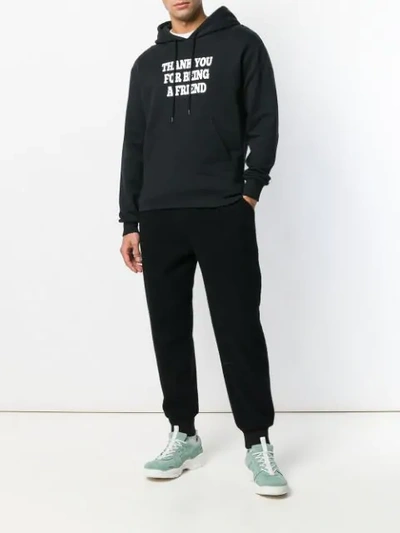 Shop Ami Alexandre Mattiussi Hoodie With Print Thank You For Being A Friend In Black