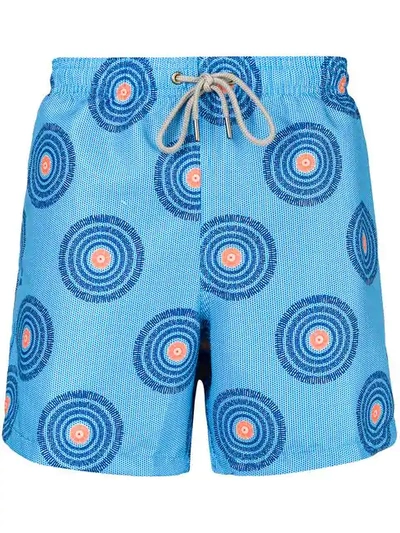 Shop Okun Ali Printed Swim Shorts In Blue