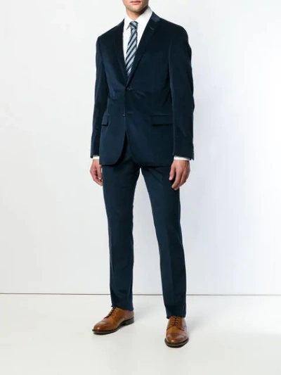 Shop Corneliani Corduroy Slim-fit Suit - Blue