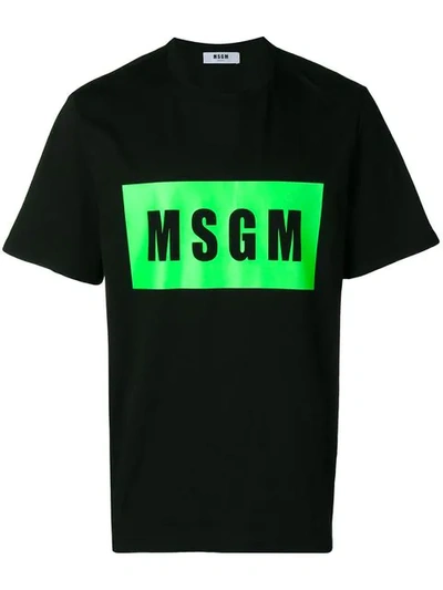 Shop Msgm Box Logo T-shirt In Black