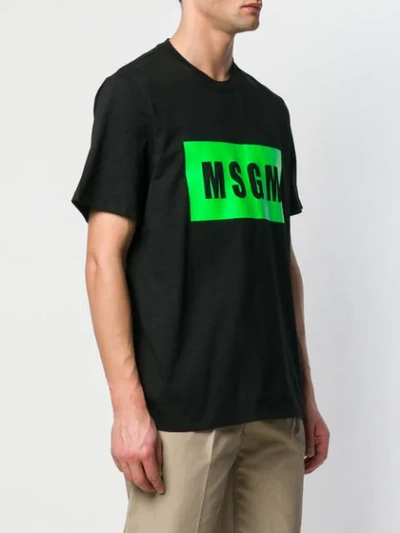 Shop Msgm Box Logo T-shirt In Black