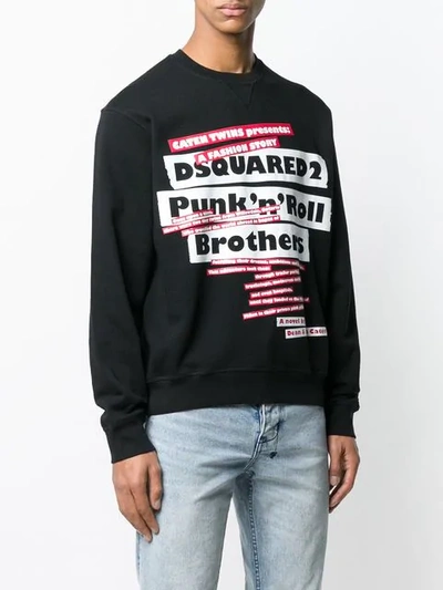 Shop Dsquared2 Punk Print Sweatshirt In Black
