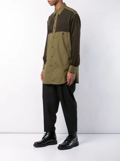 Shop Yohji Yamamoto Panelled Shirt - Green