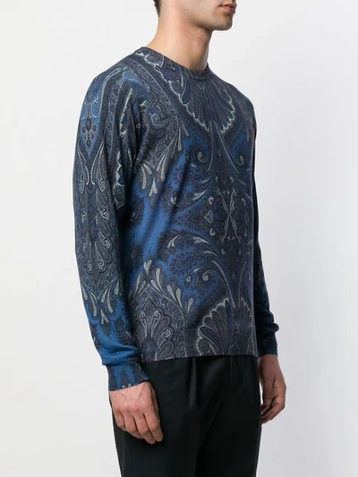 Shop Etro Pullover Mit Paisley-print In 200 Blu