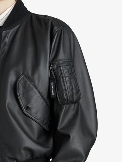 Shop Burberry Textured Bomber Jacket In Black