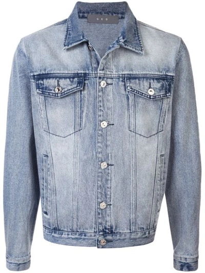 Shop Geo Adjustable Denim Jacket In Blue