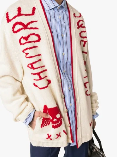 GUCCI CHAMBRE SQUELETTES羊毛开衫 - 9133 WHITE/RED