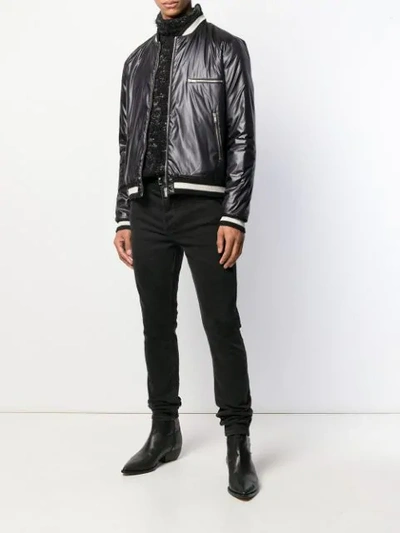 Shop Saint Laurent Varsity Inspired Teddy Jacket In Black