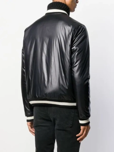 Shop Saint Laurent Varsity Inspired Teddy Jacket In Black