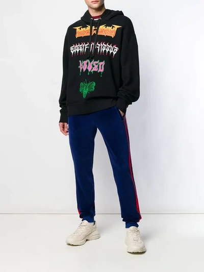 Shop Gucci Title Print Hoodie In 1082 Black/multi