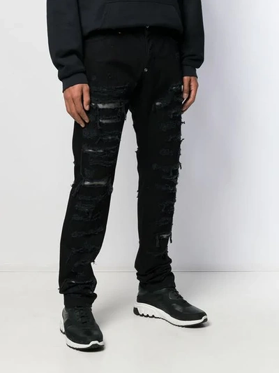 Shop Philipp Plein Ripped Detailed Jeans In Black