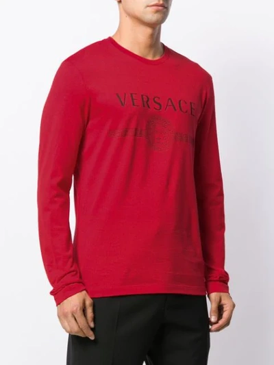 Shop Versace Medusa Long Sleeved T-shirt In Red