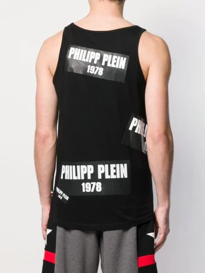 Shop Philipp Plein All Over Logo Tank Top In Black