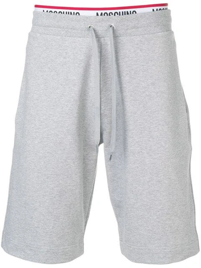 Shop Moschino Logo Track Shorts In Grey