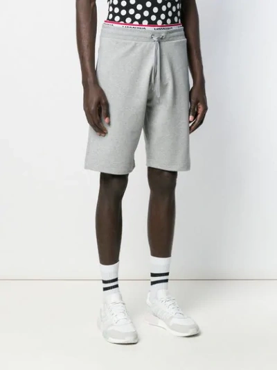 Shop Moschino Logo Track Shorts In Grey
