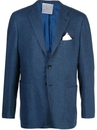 Shop Kiton Check Print Blazer In Blue Small Check