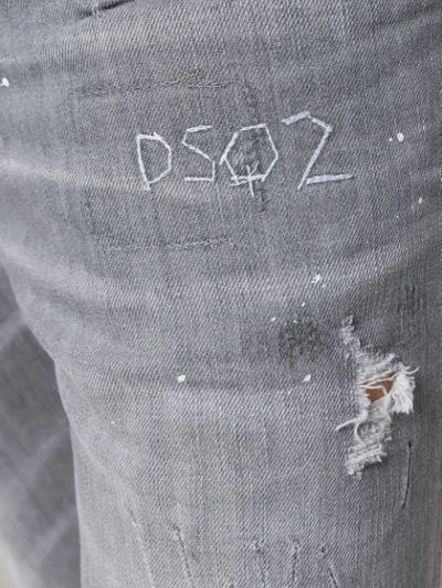 Shop Dsquared2 Distressed Slim Jeans In Grey