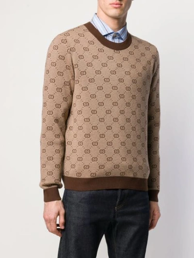 GUCCI GG JACQUARD SWEATER - 棕色