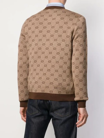 Shop Gucci Gg Jacquard Sweater In 2094 Camel/multi