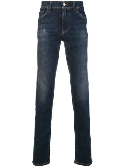 Shop Dolce & Gabbana Washed Slim Jeans In Blue