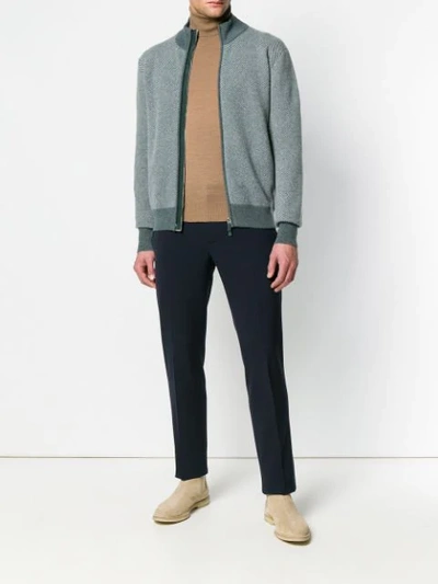 Shop Doriani Cashmere High-neck Zipped Sweater - Green
