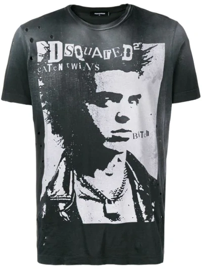 Shop Dsquared2 Vintage Print T-shirt In Black