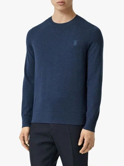 Shop Burberry Monogram Motif Cashmere Sweater In Blue