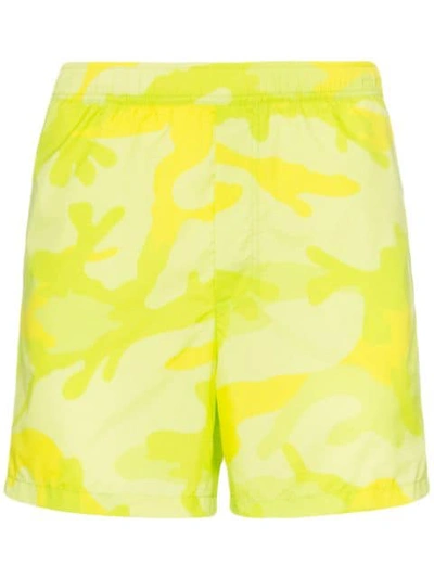 Shop Valentino Camouflage-print Swim Shorts In Green