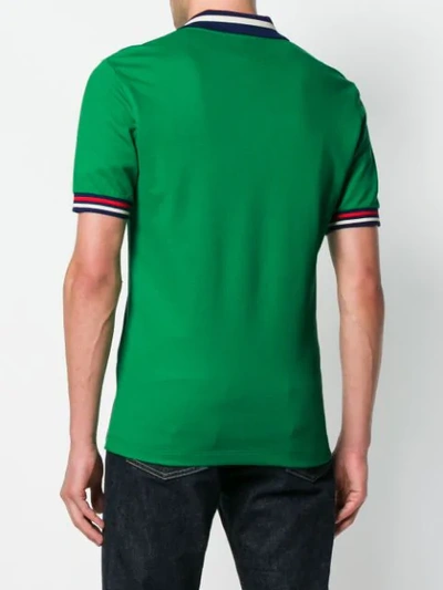Shop Gucci Logo Patch Polo Shirt In Green