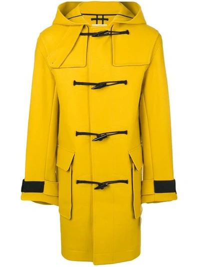 Shop Kenzo Virgin Wool Duffle Coat - Yellow