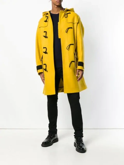 Shop Kenzo Virgin Wool Duffle Coat - Yellow