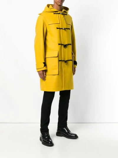 Shop Kenzo Virgin Wool Duffle Coat - Yellow