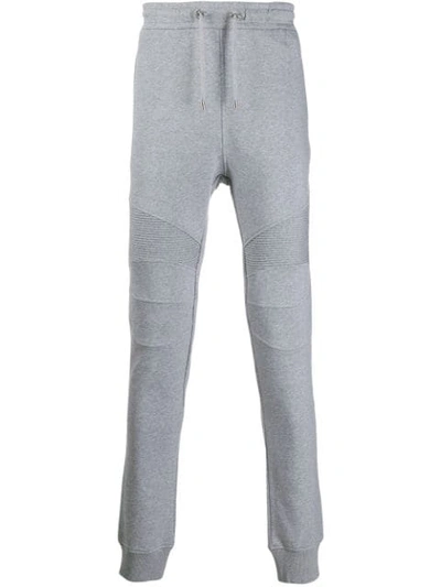 Shop Balmain Drawstring Logo Track Pants In Grey