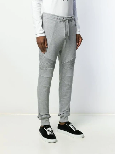 Shop Balmain Drawstring Logo Track Pants In Grey