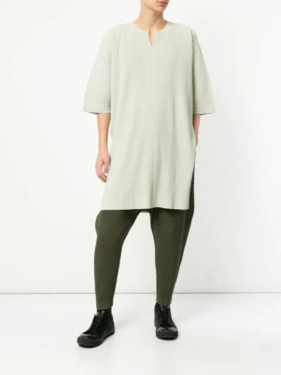 Shop Issey Miyake Pleated Long T In Neutrals