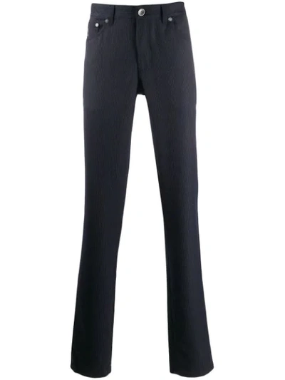 Shop Brunello Cucinelli Pinstripe Straight Leg Trousers In Blue