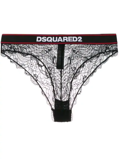 Shop Dsquared2 Logo Lace Briefs In Black