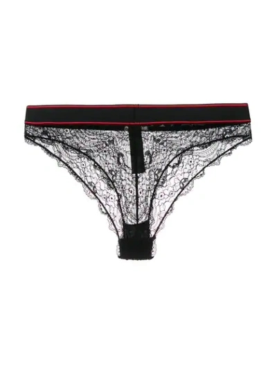 Shop Dsquared2 Logo Lace Briefs In Black