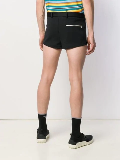 Shop Prada Belted Logo Shorts In Black
