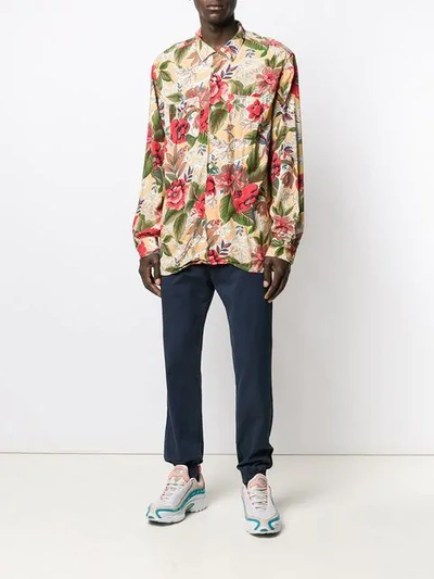 Shop Engineered Garments Floral Print Shirt In Yellow