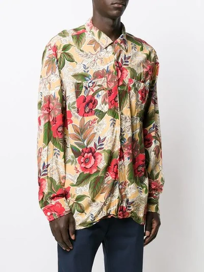 Shop Engineered Garments Floral Print Shirt In Yellow