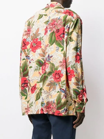 Shop Engineered Garments Floral Print Shirt In Yellow