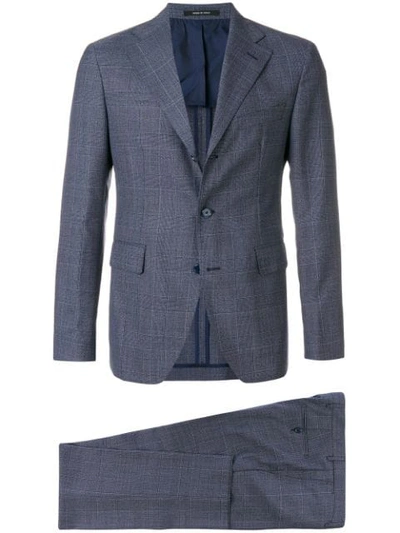 Shop Tagliatore Check Pattern Suit - Blue